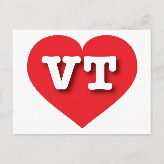 Postal Vermont Red Heart - Amo la VT (Anverso)