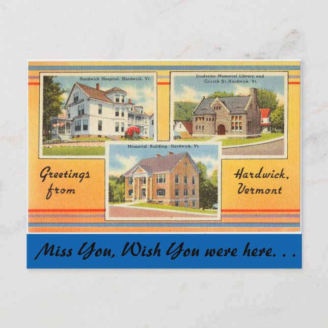 Postal Vermont, saludos de Hardwick (Anverso)