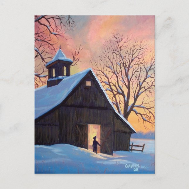 Postal Vermont Snowy Barn Postcard (Anverso)