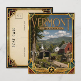 Postal Vermont Vintage Art Deco Edad de Oro
