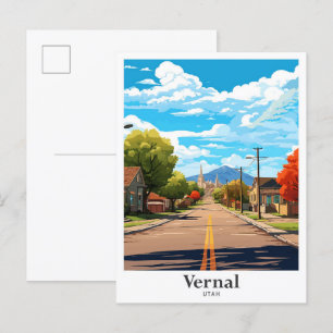 Postal Vernal Utah Art Vintage Ilustracion de viajes