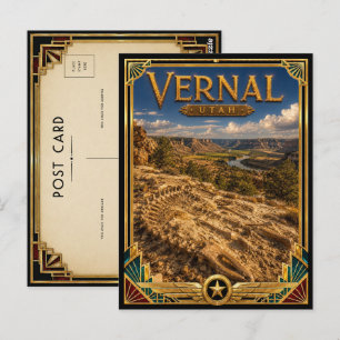 Postal Vernal Utah Arte Deco Vintage Edad de Oro