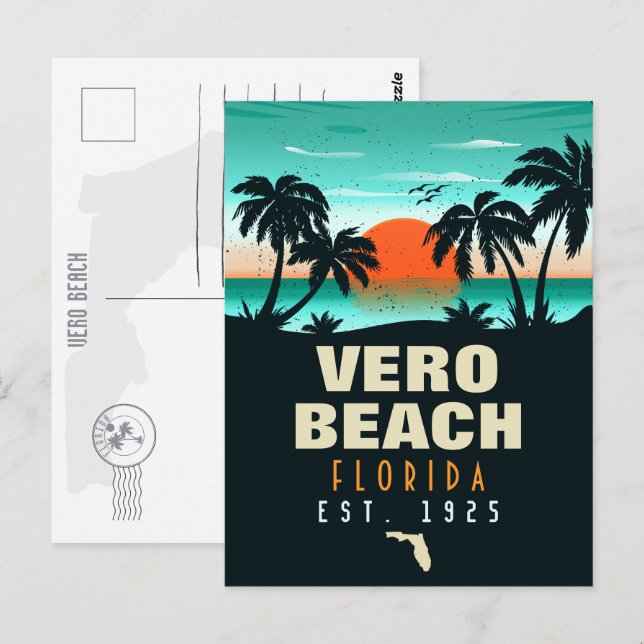 Postal Vero Beach Florida Souvenirs Retro Sunset Souvenir (Anverso / Reverso)