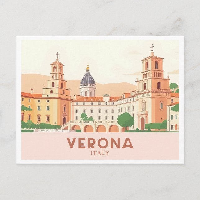 Postal Verona Italia Pastel Travel - Balcón de Julieta (Anverso)