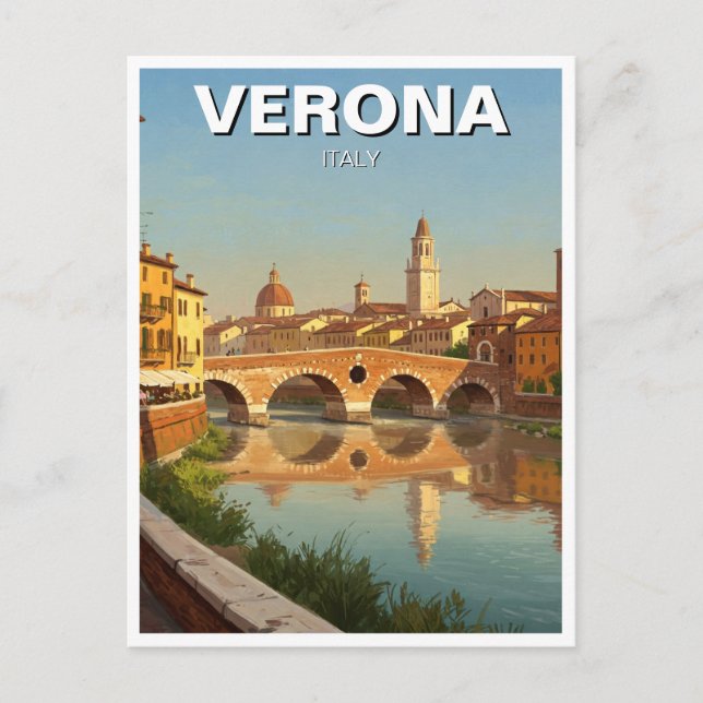 Postal Verona Italy Bridge Travel (Anverso)