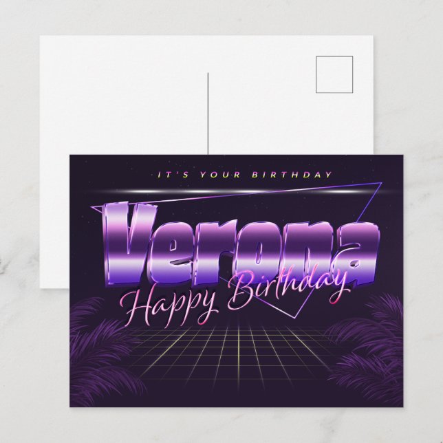Postal Verona Name Vorname lila Postkarte Geburtstag (Anverso / Reverso)