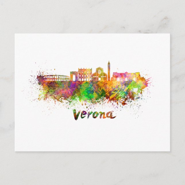 Postal Verona skyline in watercolor (Anverso)