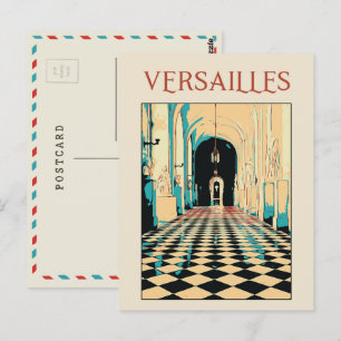 Postal Versailles château ilustracion Francia Postcard