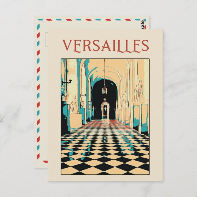 Postal Versailles château ilustracion Francia Postcard (Anverso / Reverso)