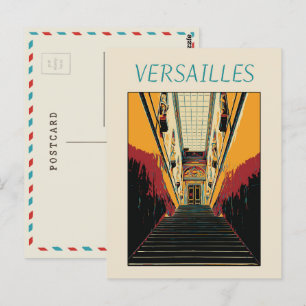 Postal Versailles château ilustracion Francia Postcard