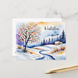 Postal Verschneite Landschaft - Haus am Waldrand |