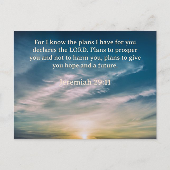 Postal Versículo de la Biblia Jeremías 29:11 (Anverso)