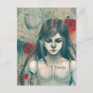 Postal Versión azul de belleza sintética