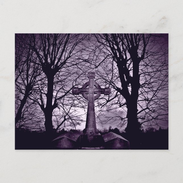Postal Versión púrpura de la cruz gótica celta (Anverso)