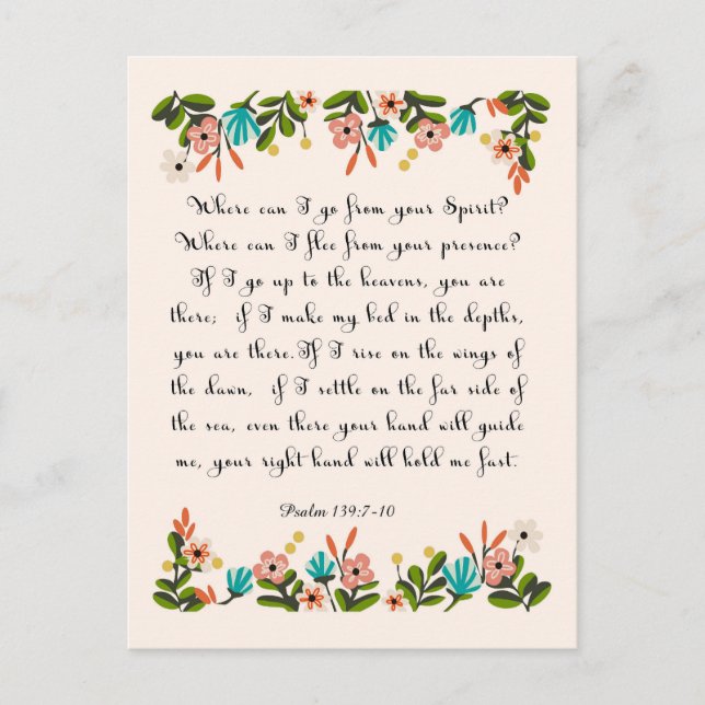 Postal Verso de arte de la Biblia - Salmo 139:7-10 (Anverso)