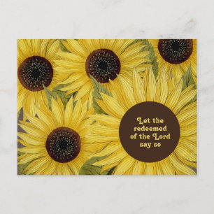 Postal Verso de la Biblia Cristiana Girasoles Amarillos R