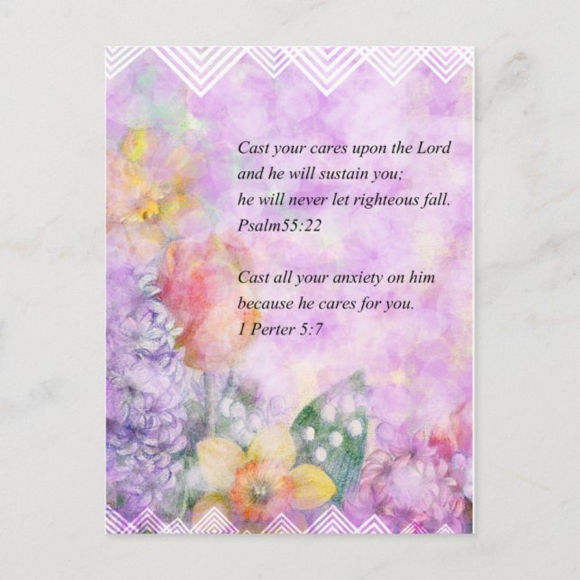 Postal Verso de la Biblia y flores (Anverso)