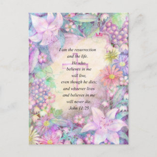 Postal Verso de la Biblia y flores