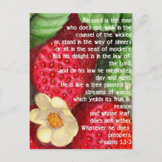 Postal Verso de la Biblia y fresa