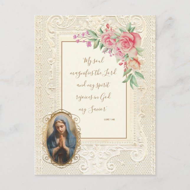 Postal Verso de las Escrituras Religiosas Virgen María Fl (Anverso)