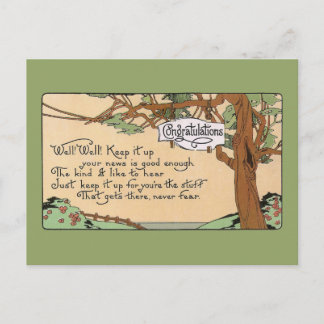Postal Verso y árbol de felicitación de época