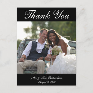 Postal Vert. Foto de boda personalizada de B&W Gracias