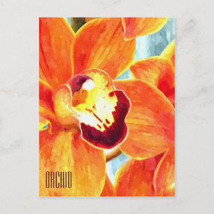 Postal vertical de orquídea Naranja pintada