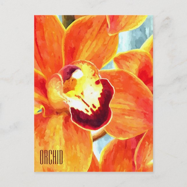 Postal vertical de orquídea Naranja pintada (Anverso)