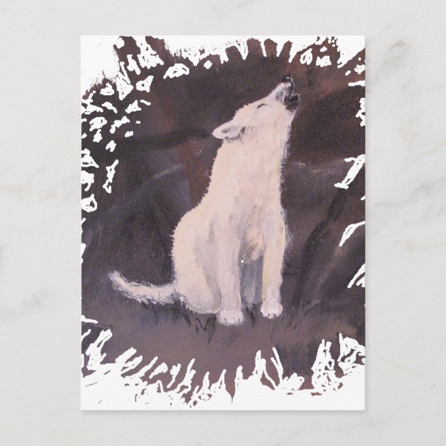 Postal vertical "Howling White Wolf" (Anverso)