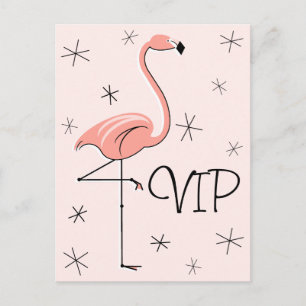 Postal vertical "VIP" rosa Flamingo