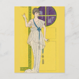 Postal Vestido de gran noche en satén por George Barbier