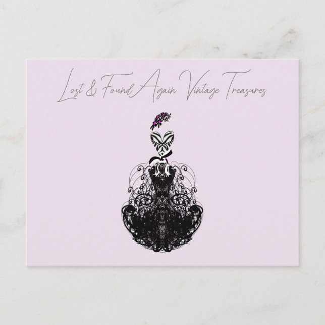 Postal Vestido de moda Vintage y Fiesta de moda Gorra (Anverso)