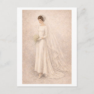 Postal Vestido de Novia al Estilo Vintage de los 60