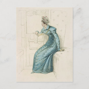 Postal Vestido de transporte, plato de moda del represent