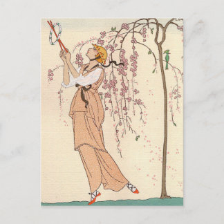 Postal Vestido del juego de la tarde de George Barbier