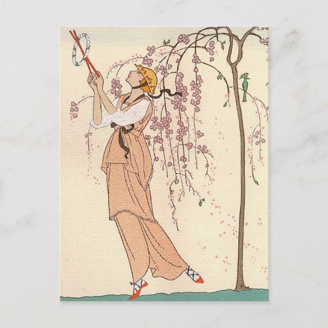 Postal Vestido del juego de la tarde de George Barbier (Anverso)