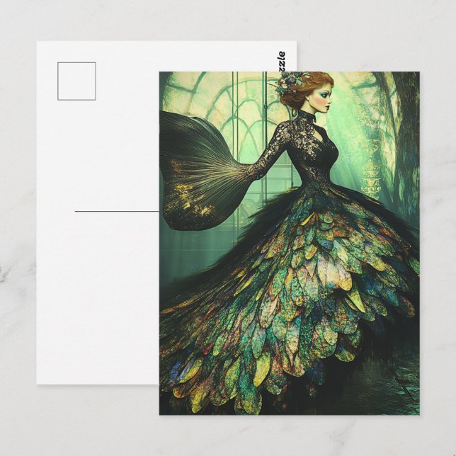 Postal Vestido Escama de Pescado de Moda (Anverso / Reverso)