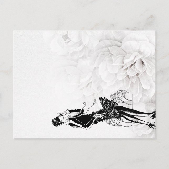 Postal Vestido flapper de los años 20 en el viento (Anverso)