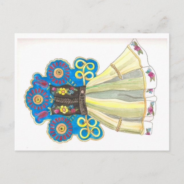 Postal Vestido folclórico Vestido polaco tradicional acua (Anverso)