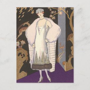 Postal Vestido italiano y abrigo George Barbier