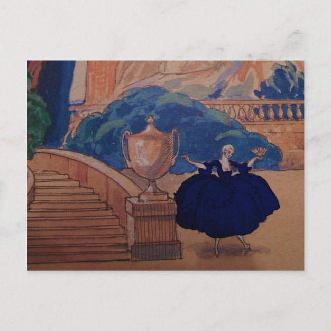 Postal Vestido Moda Plate ~ Deco Marie Antoinette (Anverso)
