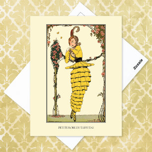 Postal Vestido rufado amarillo Gerda Wegener Fashion