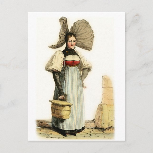 Postal Vestido tradicional suizo de Berna (Anverso)