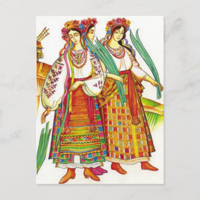 Postal Vestido tradicional ucraniano de Kyivschyna (Anverso)