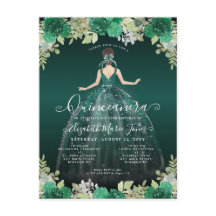 Vestido Verde De Esmeralda Floral Cumpleaños Quinc