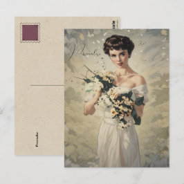 Postal Vestido Vintage de Boda Bonito Girly Floral