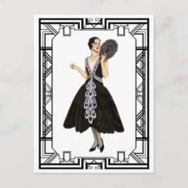 Postal Vestido vintage negro y blanco