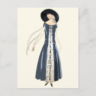 Postal Vestido y Gorra de moda de la mujer de los años 19