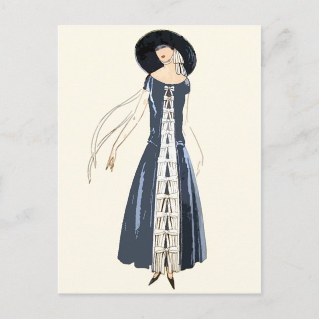 Postal Vestido y Gorra de moda de la mujer de los años 19 (Anverso)