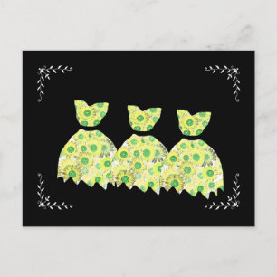 Postal Vestidos de flores amarillas y verdes